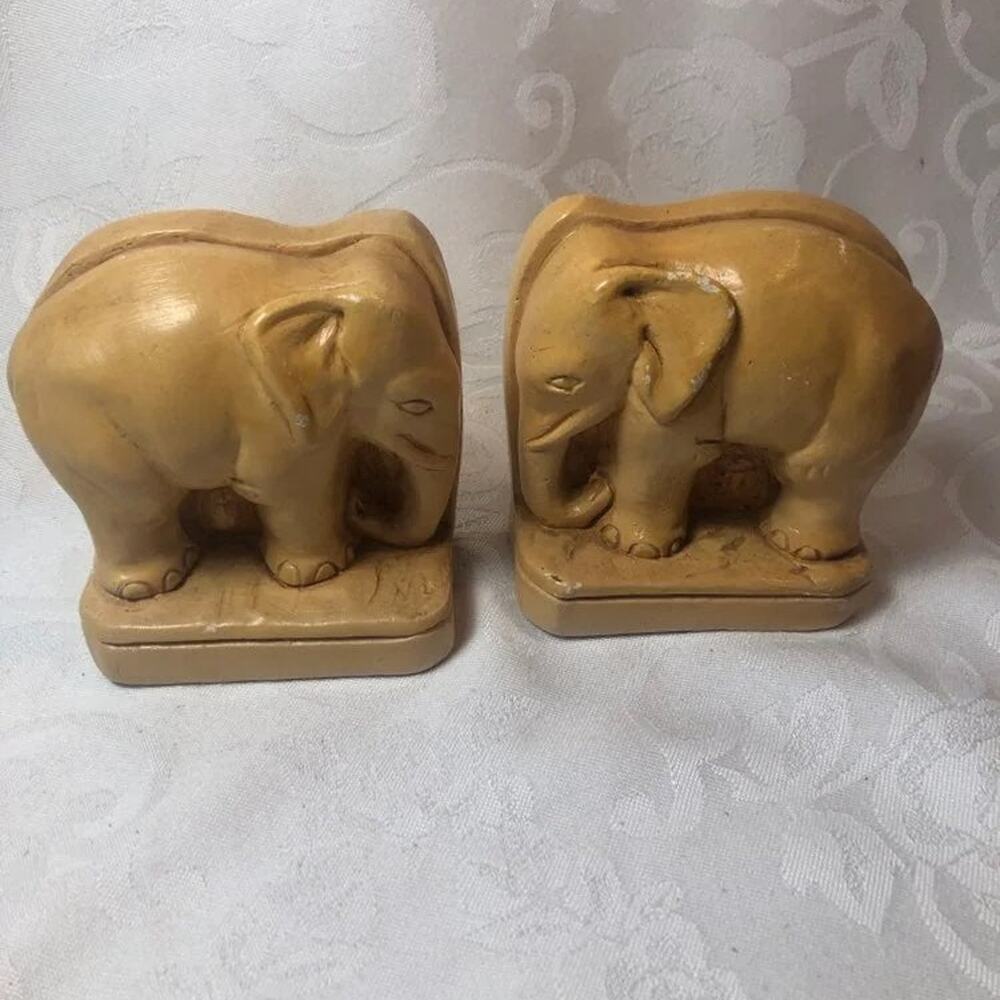 Vintage Elephant Ceramic Bookends